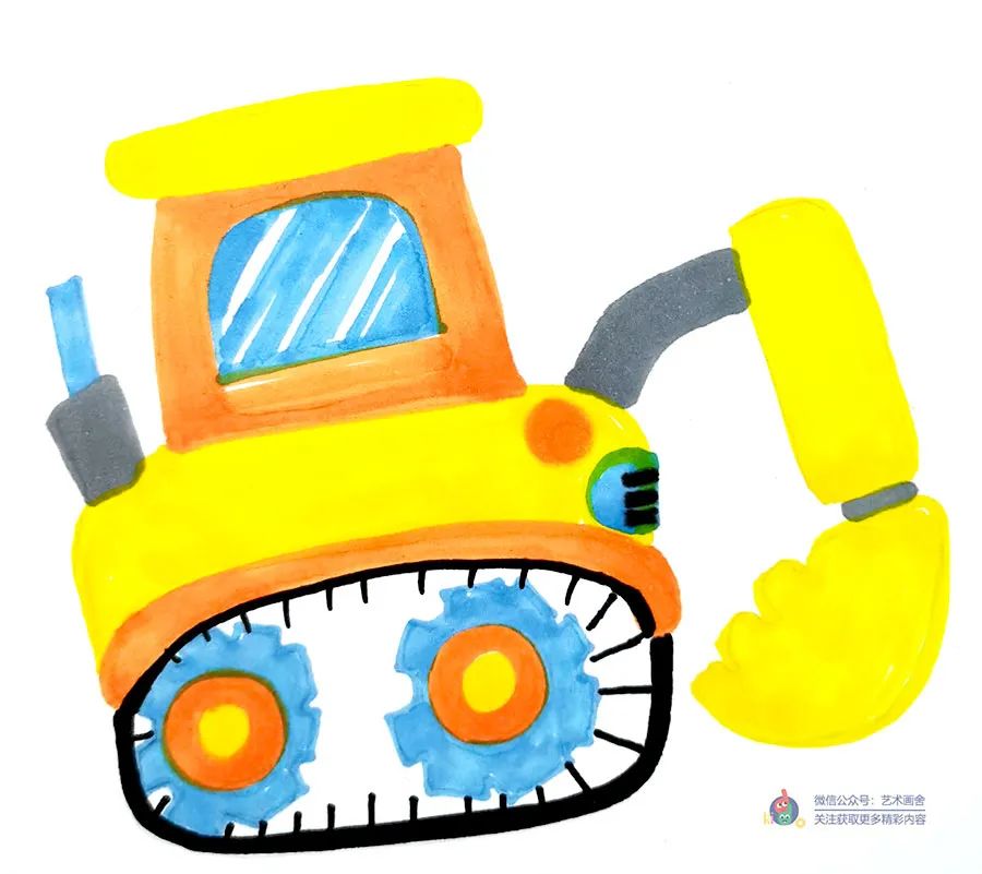 画儿童挖掘机画,怎么画挖掘机儿童画