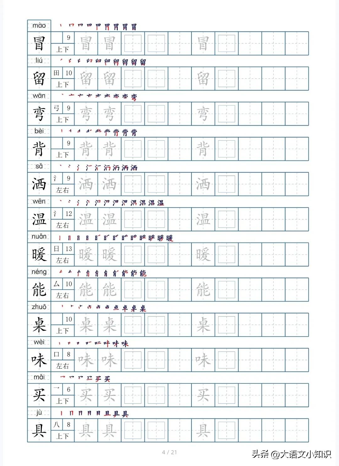 二年级下册生字字帖大全,二年级上册生字表250个字帖