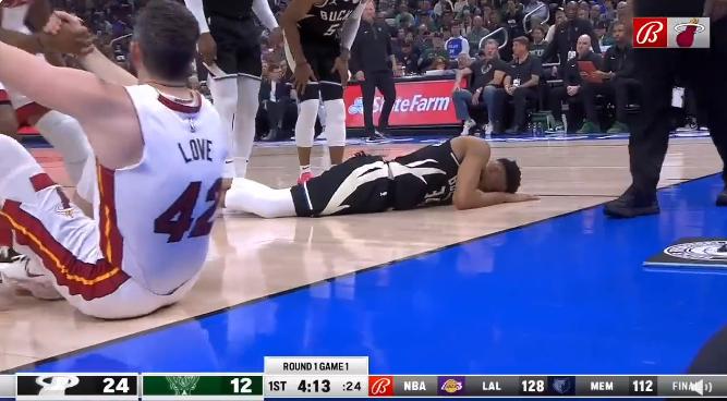 nba消息字母哥受伤,字母哥重摔致下背部挫伤退赛