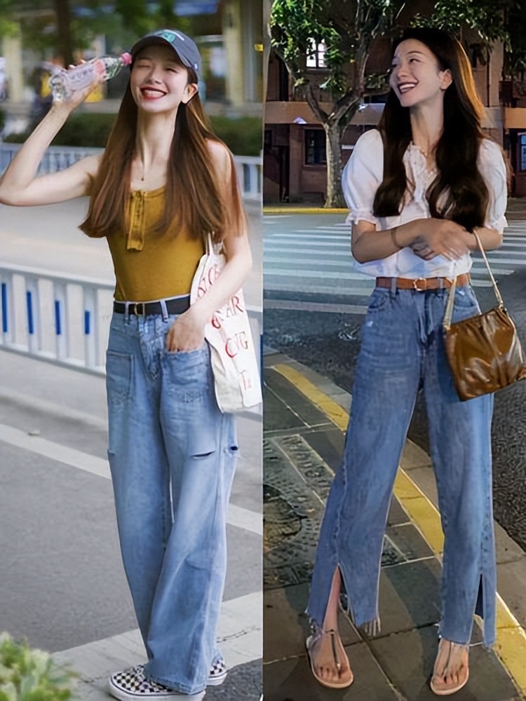 阔腿裤平底鞋40多岁女人穿好减龄,女孩子不管胖瘦穿阔腿裤