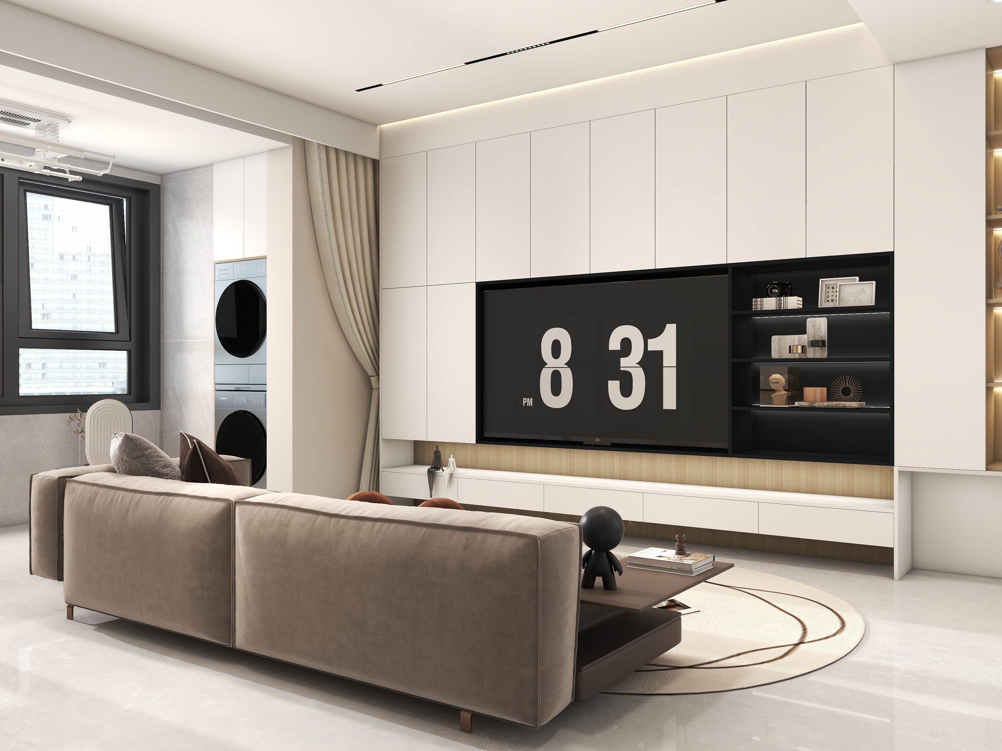 小户型客餐厅一体用冰箱隔断设计,小户型三房一厅客餐厅一体装修