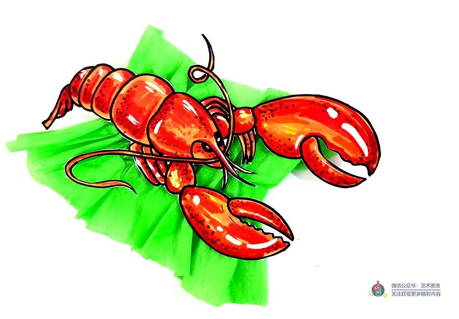 儿童画小龙虾怎么画,少儿美术创意画夏日小龙虾