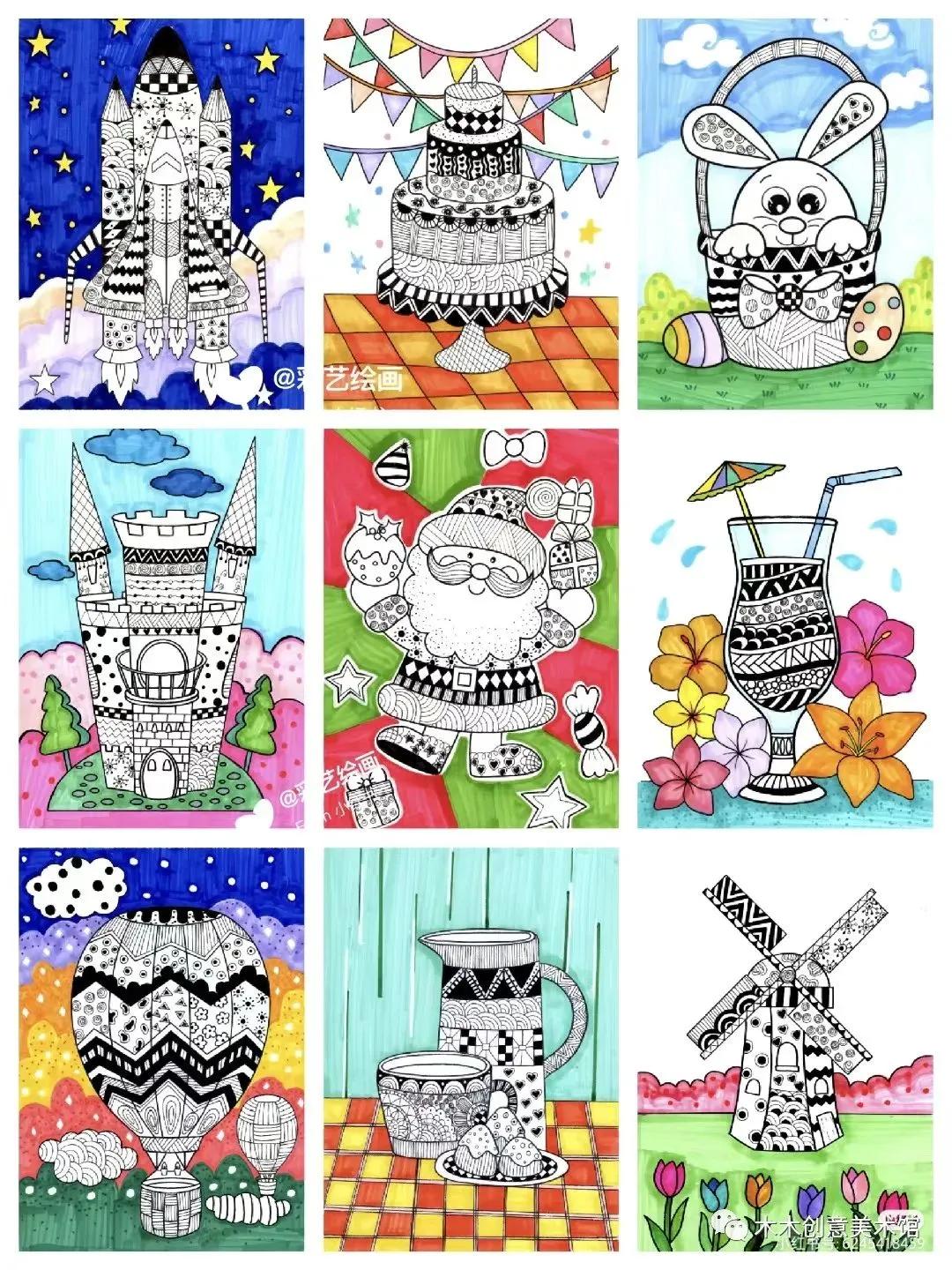 手绘临摹素材1000例马克笔儿童画,24色马克笔画画教程简单儿童