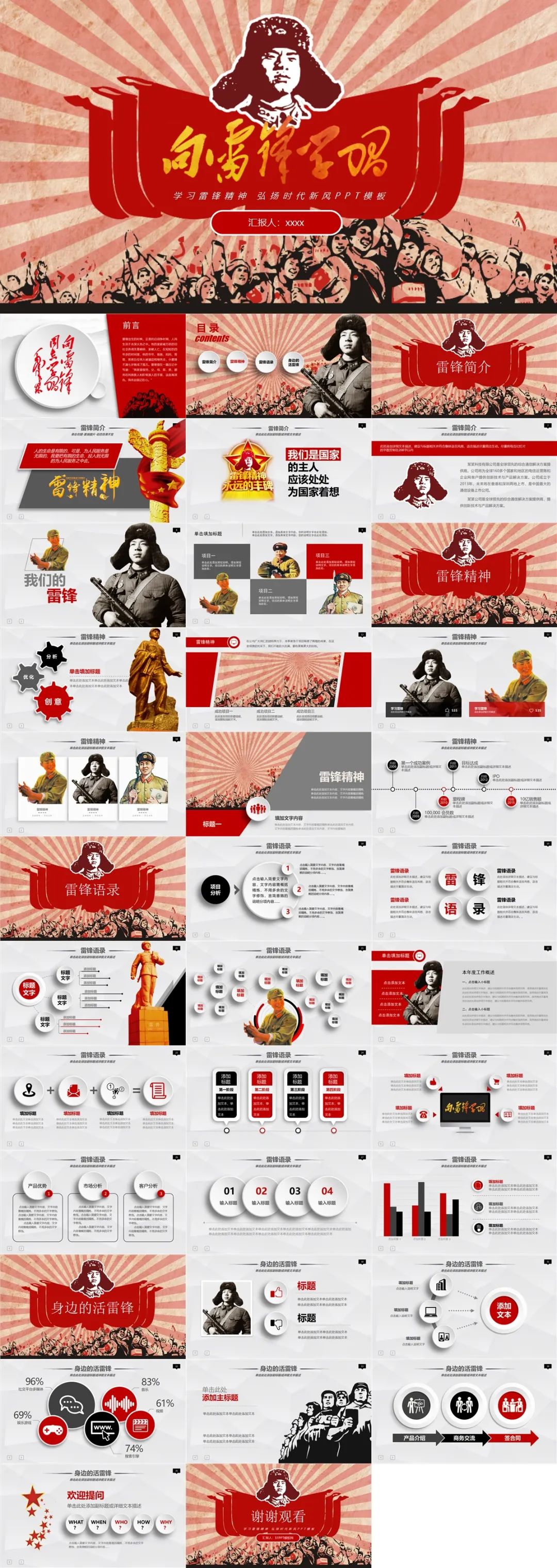 学习雷锋精神的ppt免费模板,关于雷锋精神的ppt模板图片