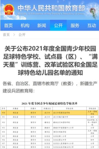 全国校园足球特色学校评选机构,黄冈市足球特色学校