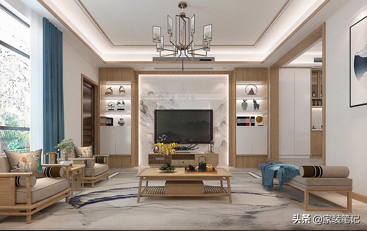 十大经典客厅设计,中式客厅吊顶效果图大全2021款