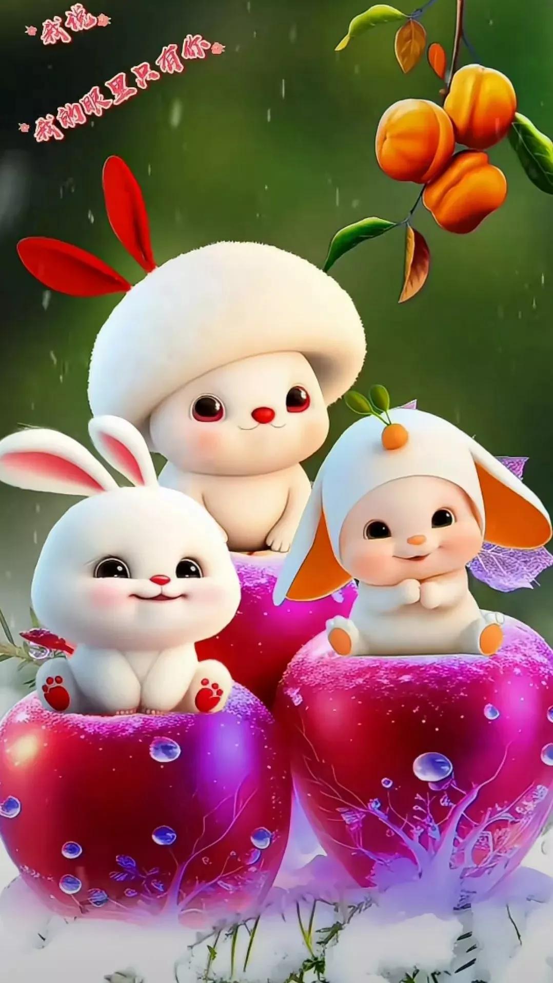 一组开心的萌兔送给大家请欣赏