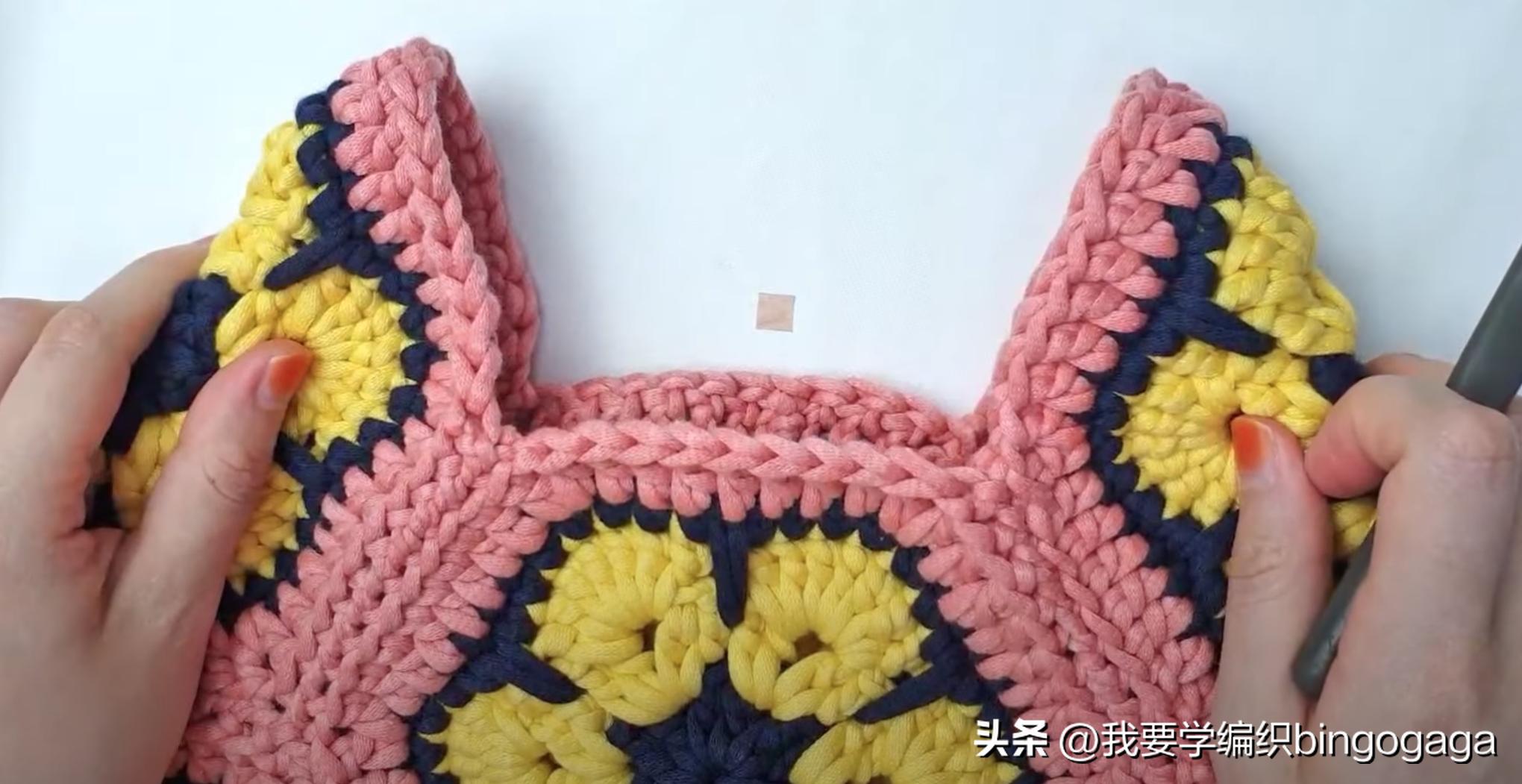 祖母方格小包包拼接编织教程,方形镂空小花包编织教程