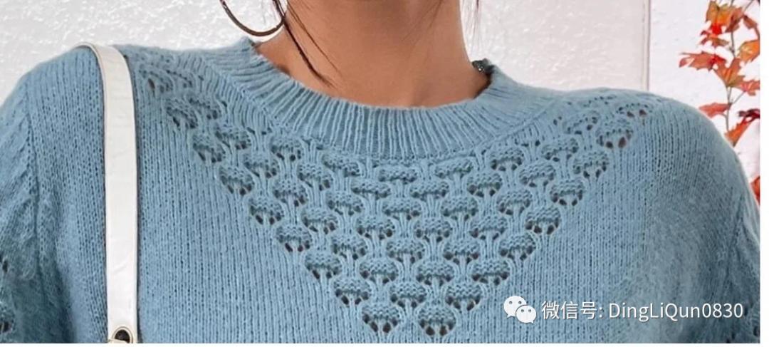 镂空花毛衣袖子教程,毛衣镂空领子从下往上分针教程