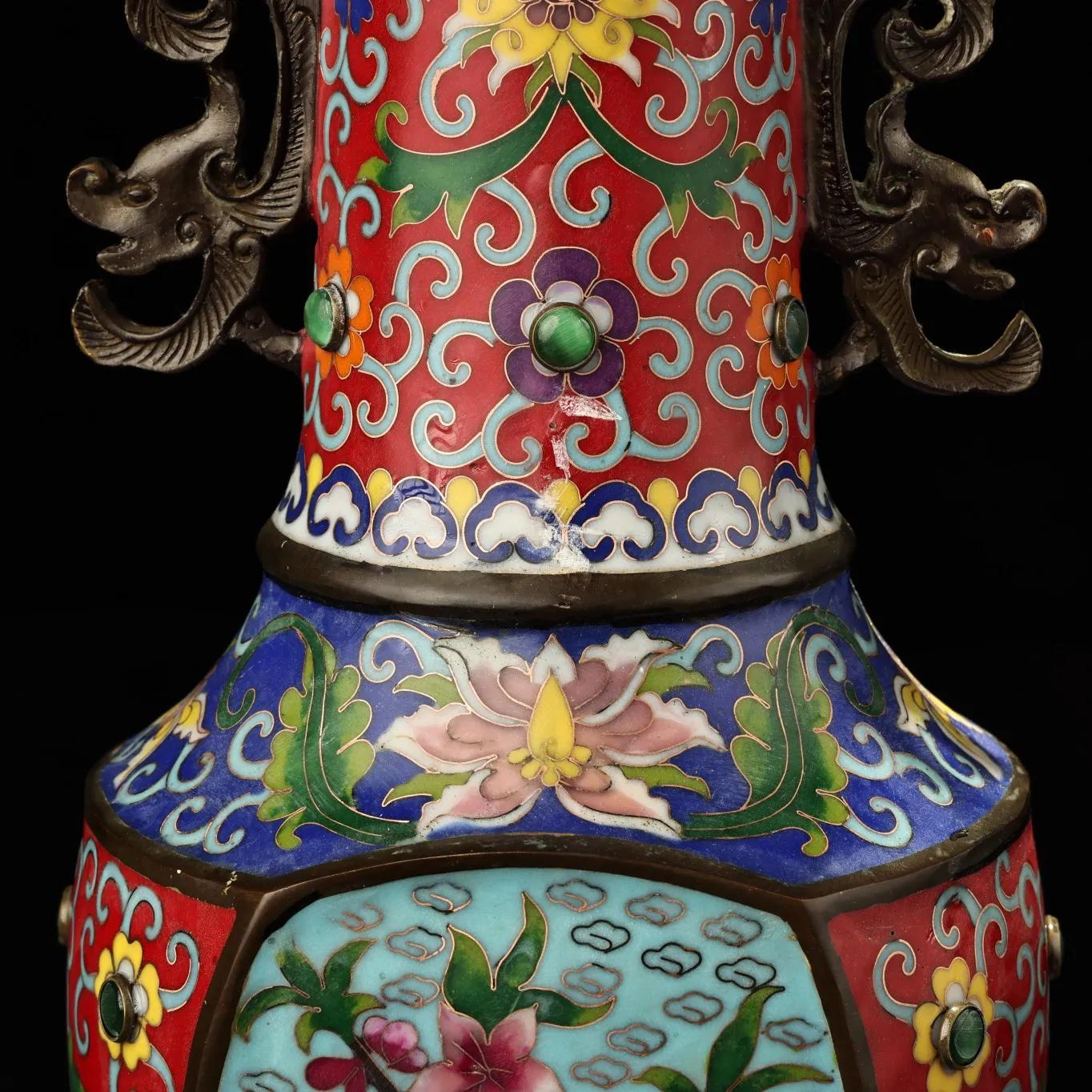 清末掐丝珐琅花瓶欣赏,大清乾隆年制掐丝珐琅花瓶图片