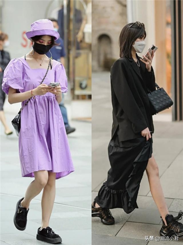 看完太古里女生才发现:都在穿“裙子+运动鞋”!却个个又美又靓