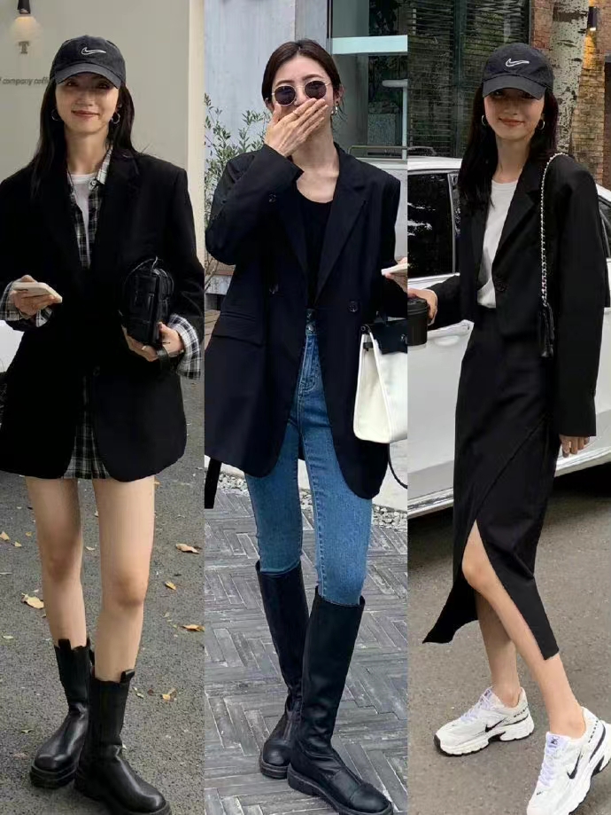 冬季休闲杏色西装外套穿搭小个子,慵懒风竖条纹西装外套怎么搭配