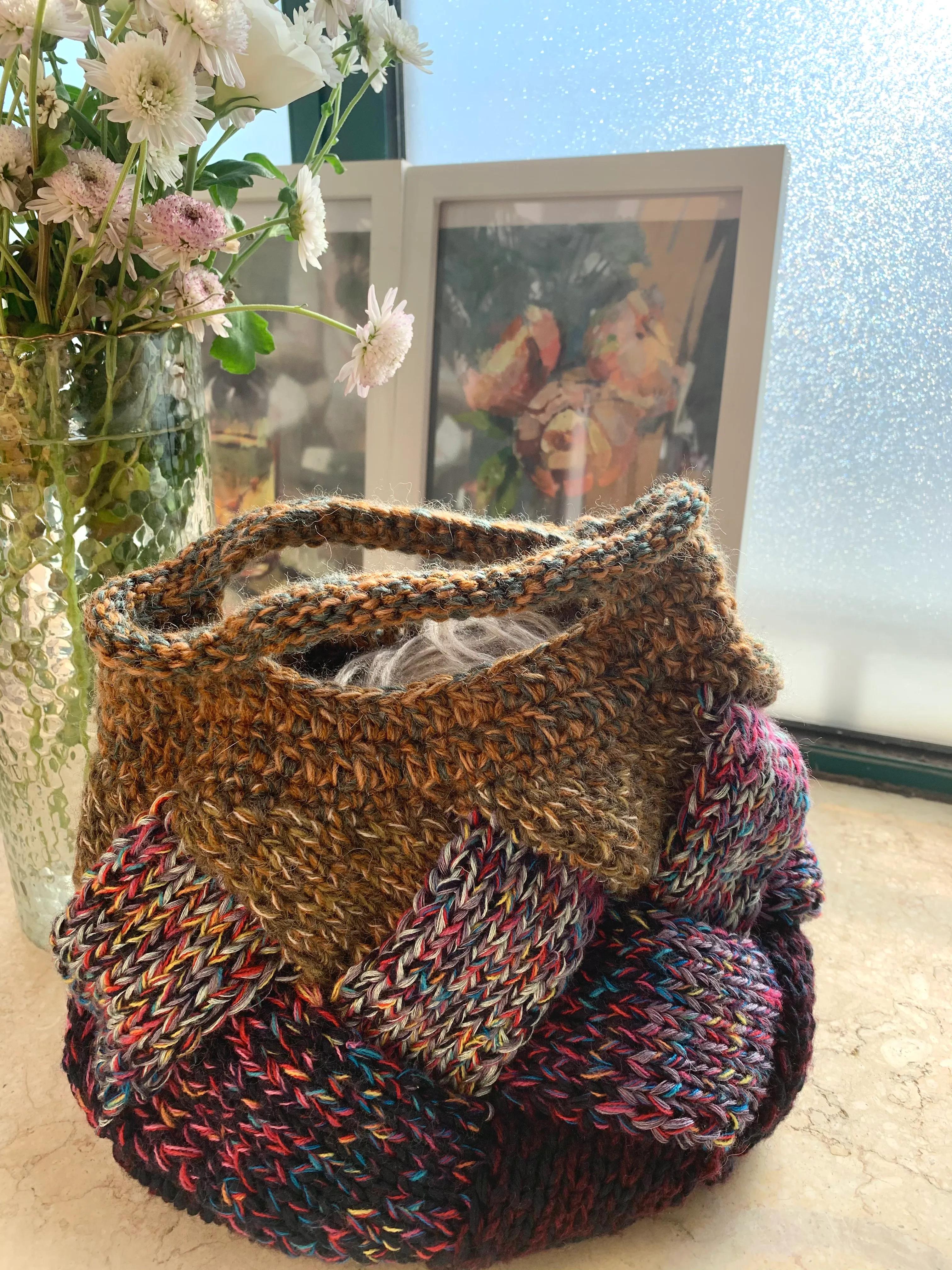 棒针白桦包,白桦编织水桶包教程