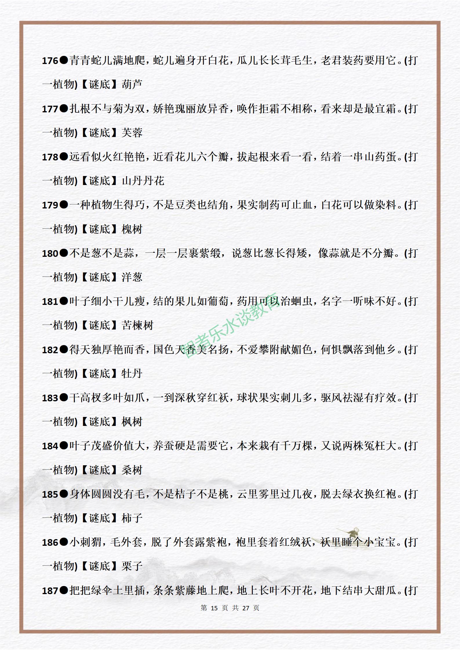 有趣的益智游戏:336个经典儿童谜语,激发孩子的学习语文的兴趣