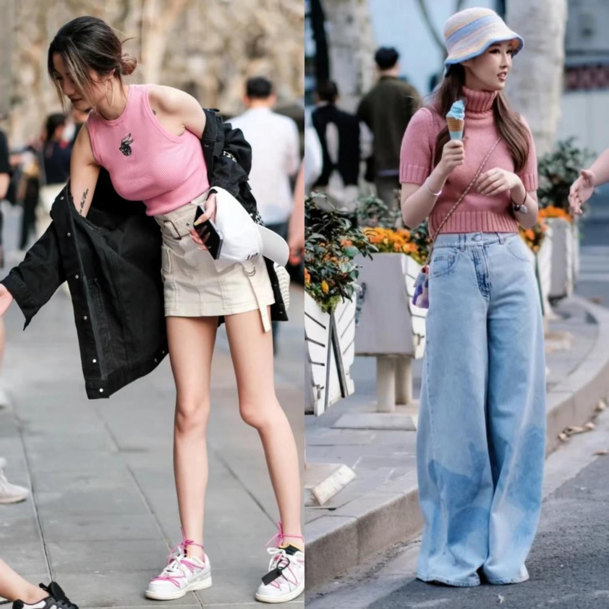 被上海春日街拍美到了，飘逸长发+气质打扮，个个都是时尚女神