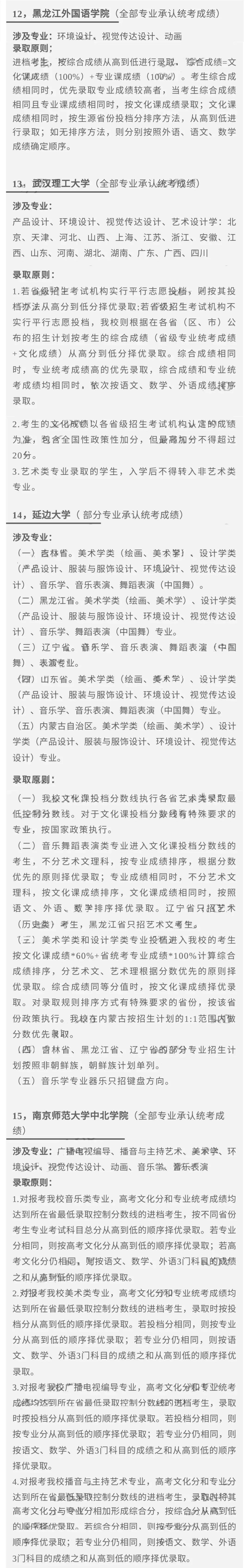 汇总！2023艺术类专业承认统考院校