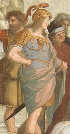 拉斐尔的名画《雅典学院》中，那位回眸一望的女性是谁？