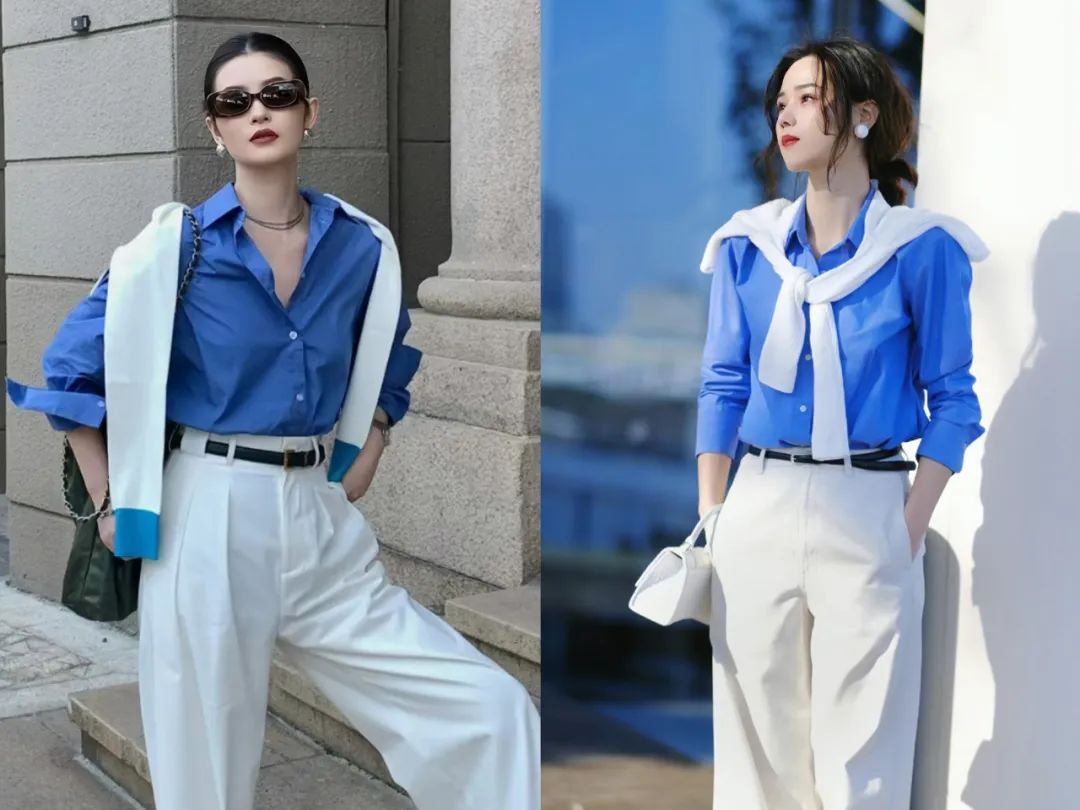蓝白色系穿搭推荐,蓝白的搭配