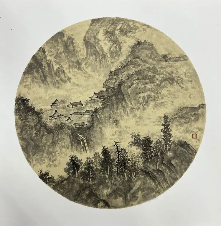 仁山智水山水画,仁山智水书法作品