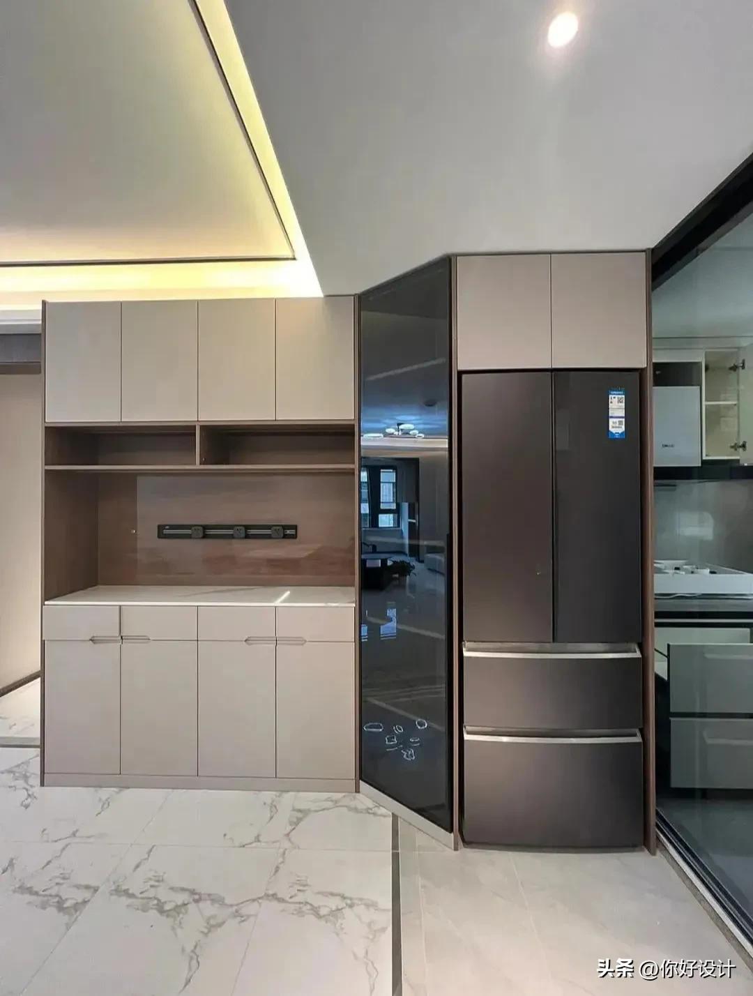 斜角冰箱柜子高级设计,冰箱柜设计效果图大全