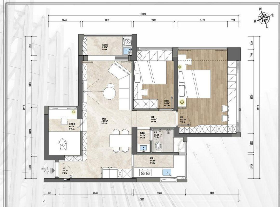 89m²现代风独有风情高贵《英伦玫瑰》