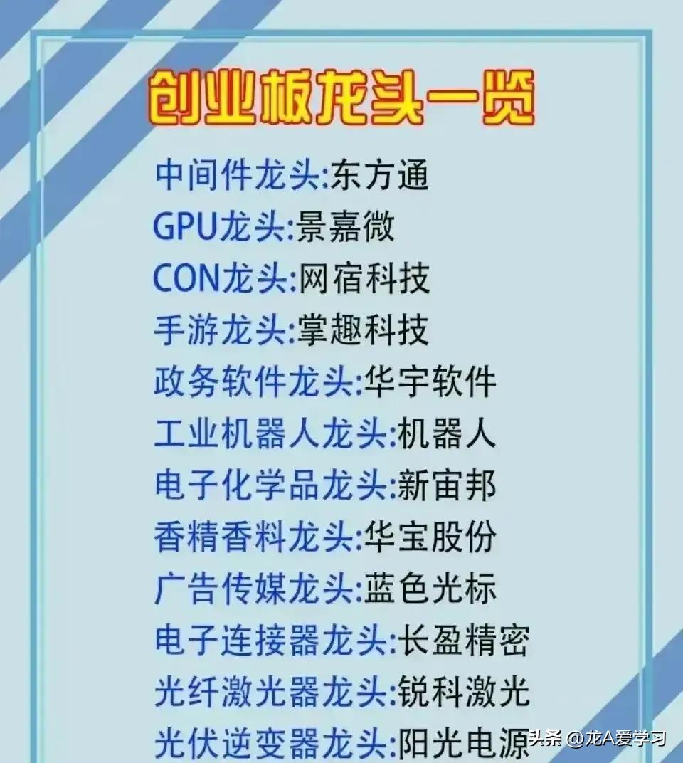 创业板医美龙头股有哪些,创业板科技行业龙头股一览表