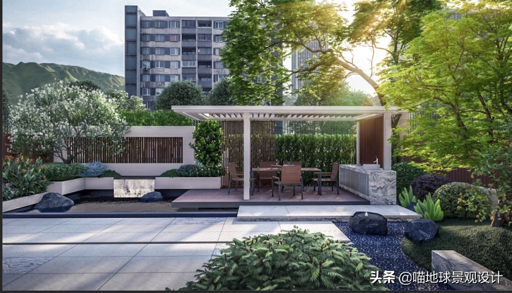 简洁清爽的现代景观别墅庭院赏析,现代简约别墅园林设计效果图