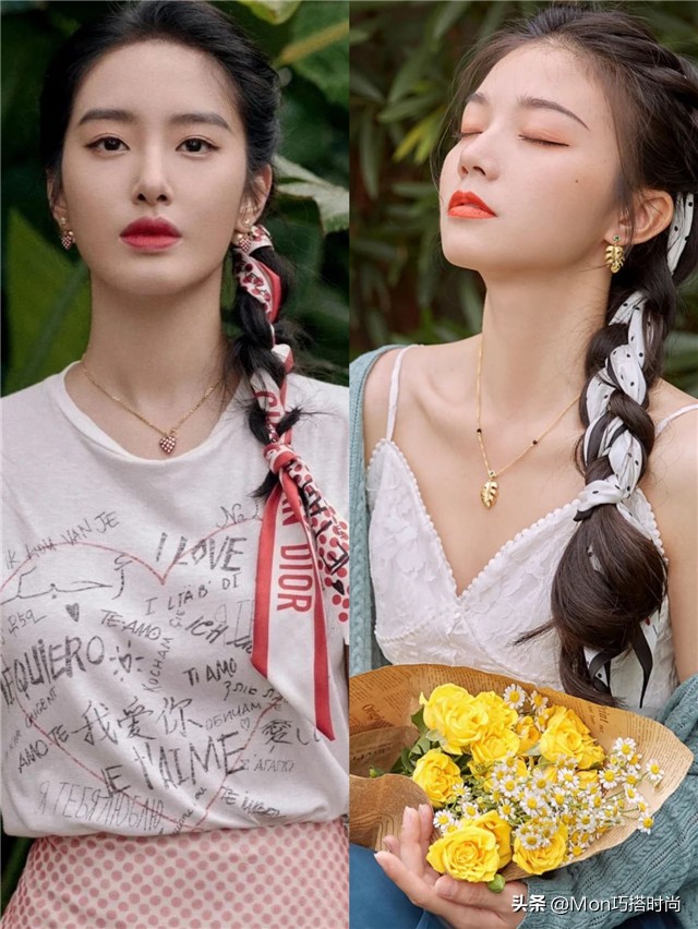 圆脸适合的短扎发,圆脸怎么扎发减龄有气质