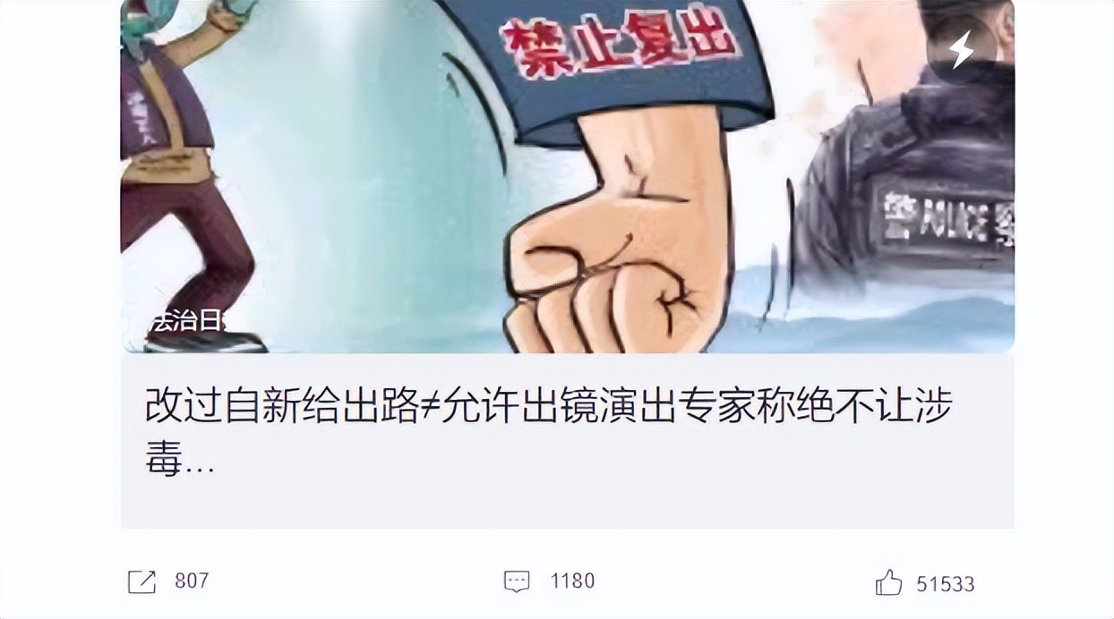 胡锡进：我反对终生禁止*毒涉**艺人复出这种行为已违法