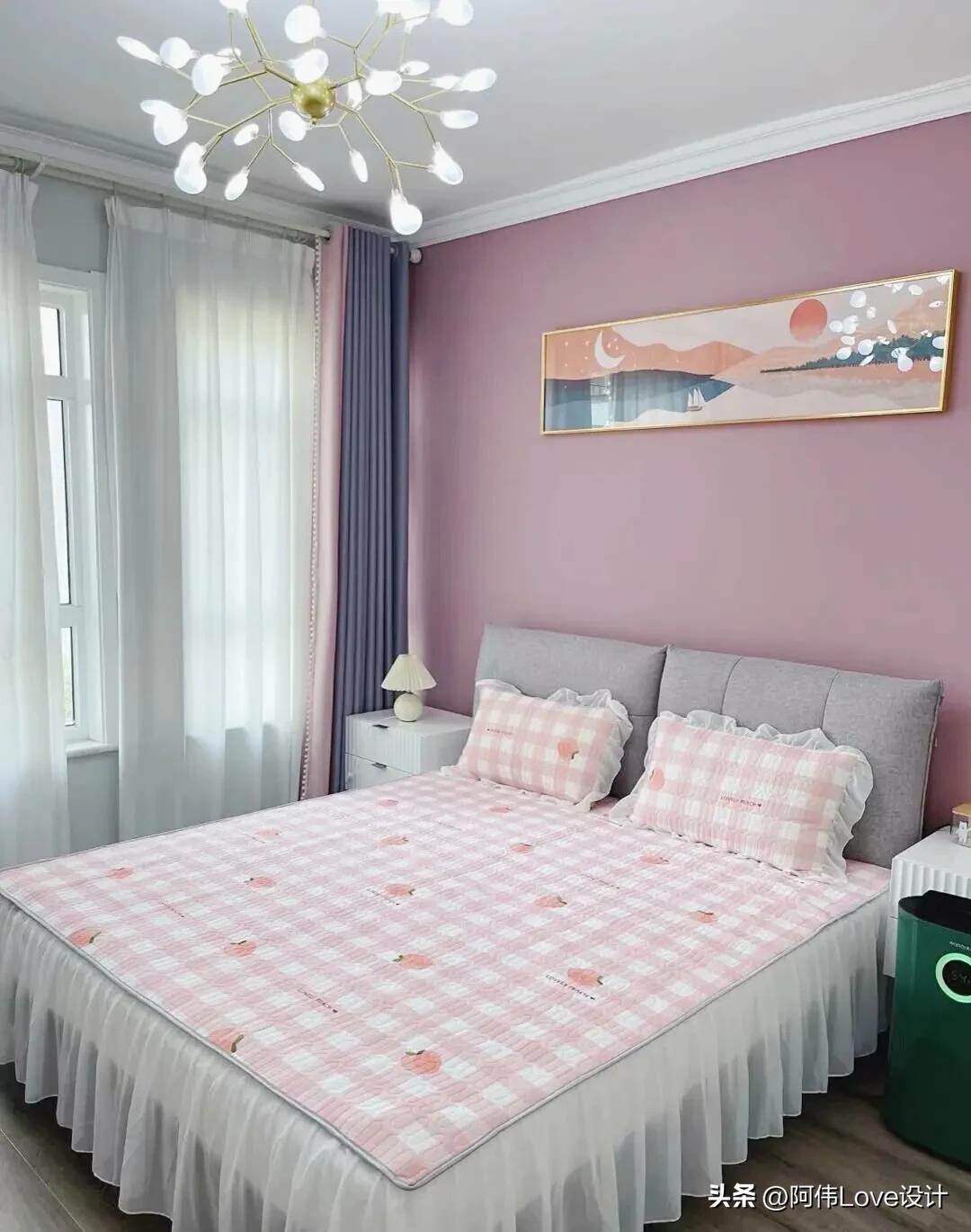 卧室墙面漆颜色搭配,婚房卧室窗帘颜色搭配