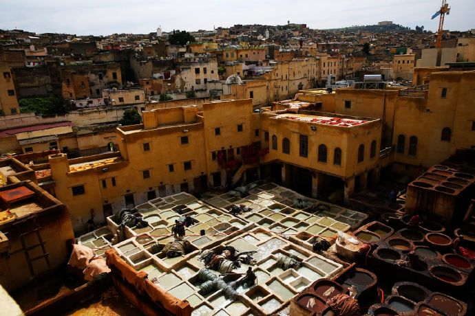 摩洛哥皮革大染坊菲斯 (摩洛哥的皮革染坊)