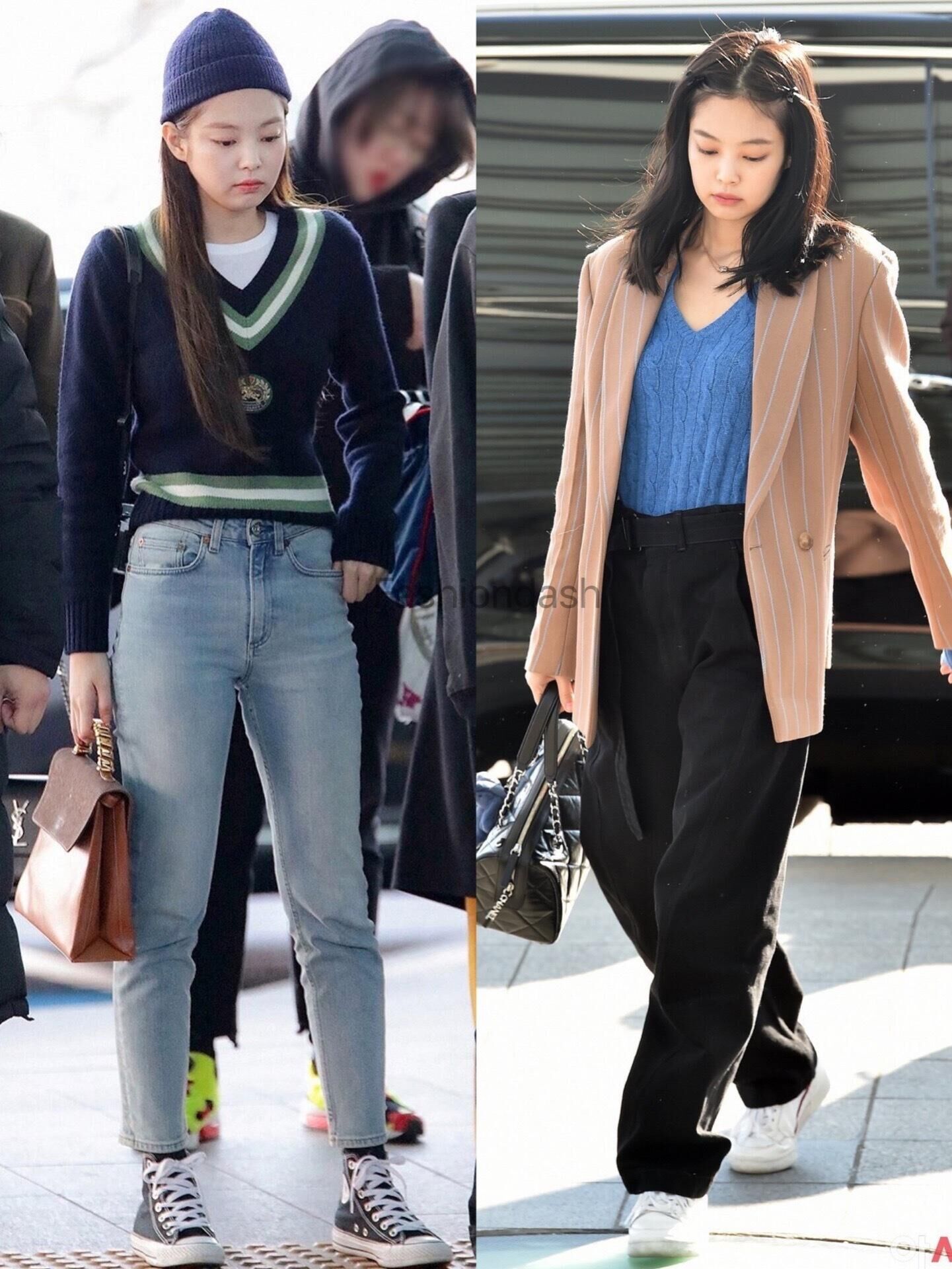 jennie最喜欢的服饰,jennie机场格子上衣