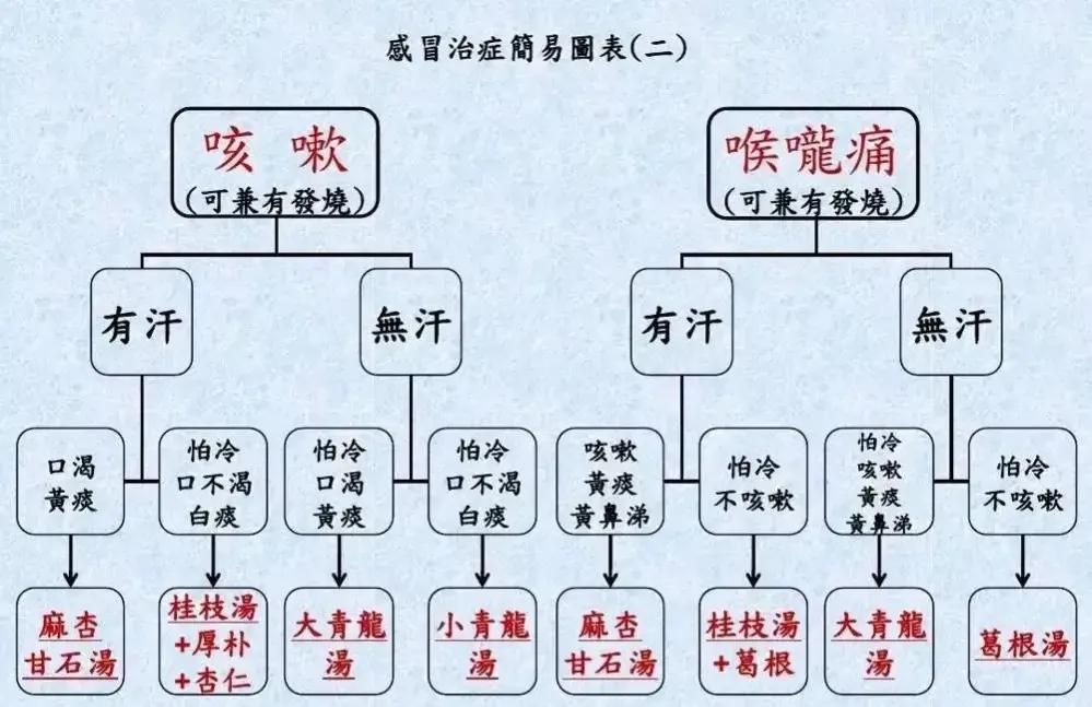 比较全面的中医治感冒图表