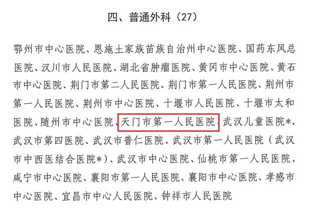 喜讯！天门一医新增12个专科获评省级临床重点专科​