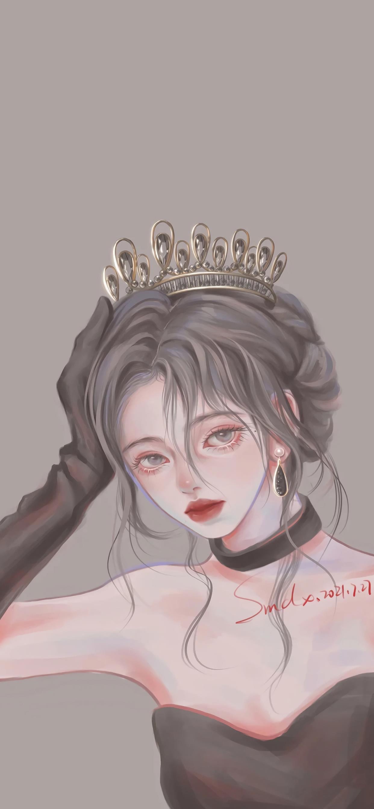 高级感壁纸女生插画,少女的柔情插画壁纸