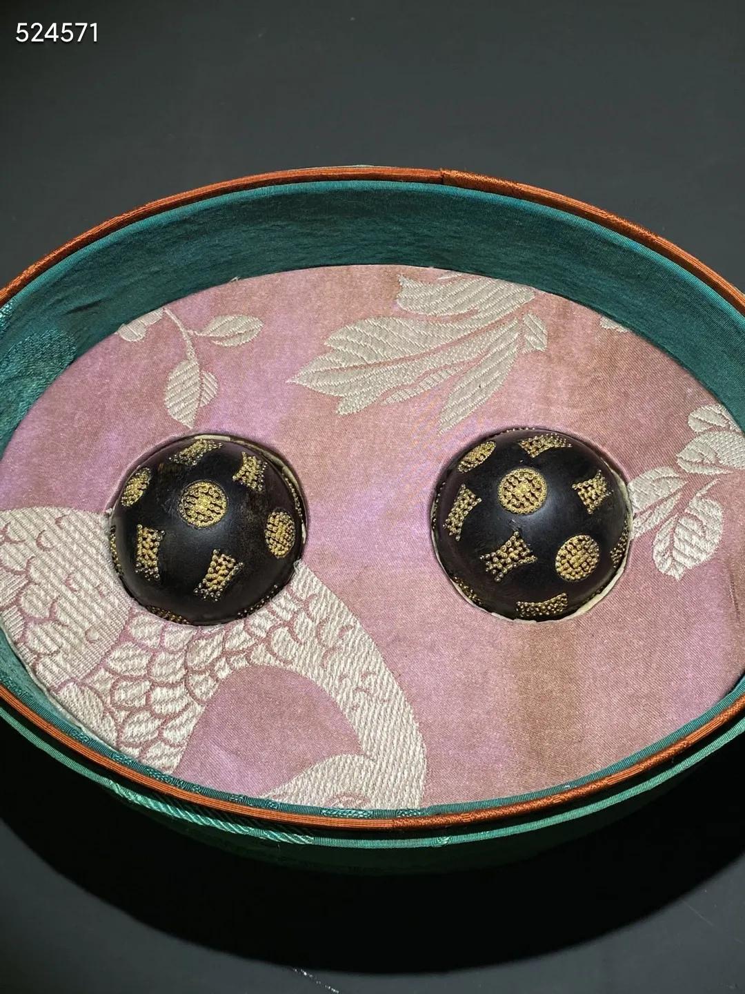 清代沉香嵌金手串,清代沉香福禄寿摆件