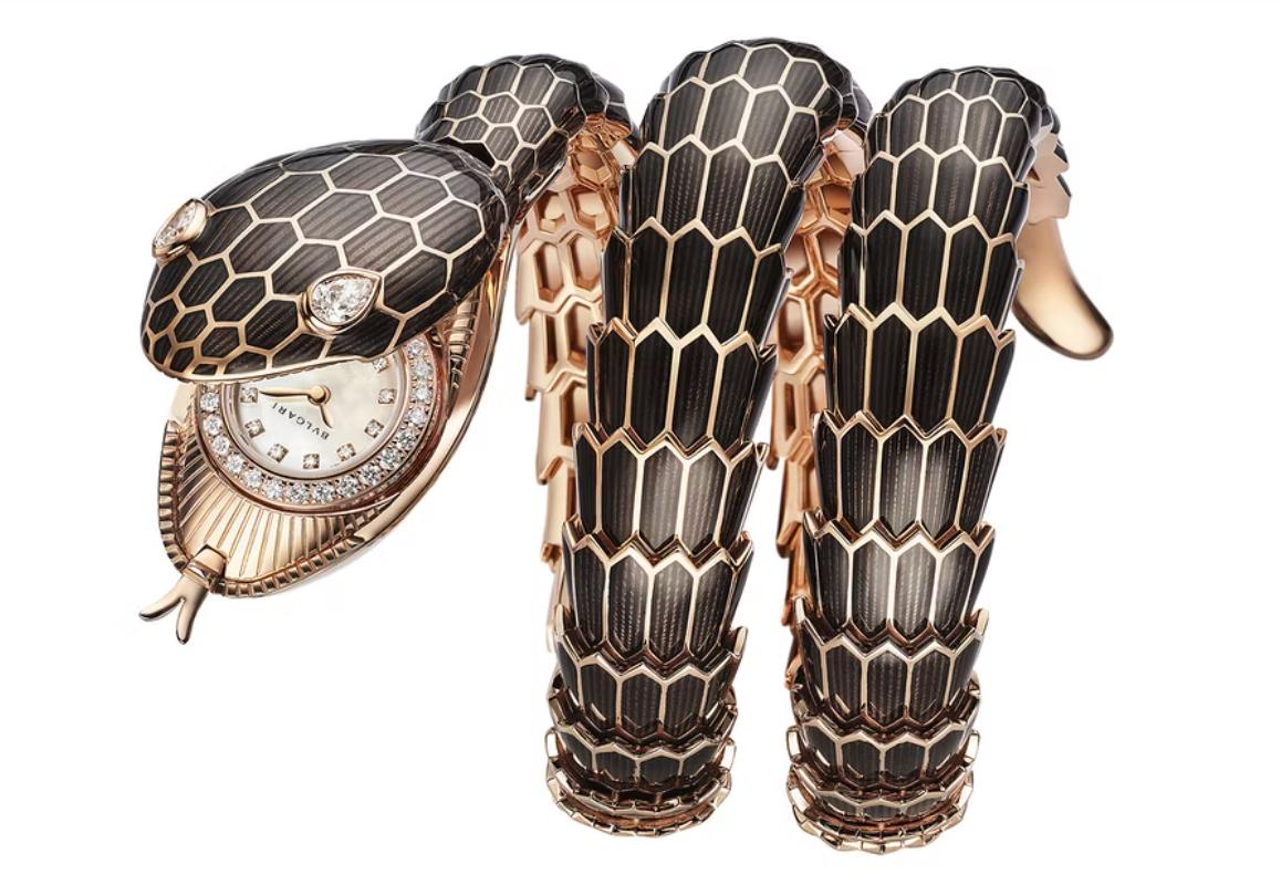 宝格丽serpentiseduttori蓝针,宝格丽serpenti灵蛇古董腕表