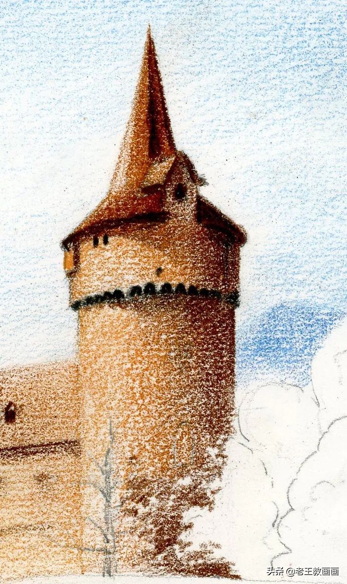 彩铅画风景好看,彩铅画一个城堡
