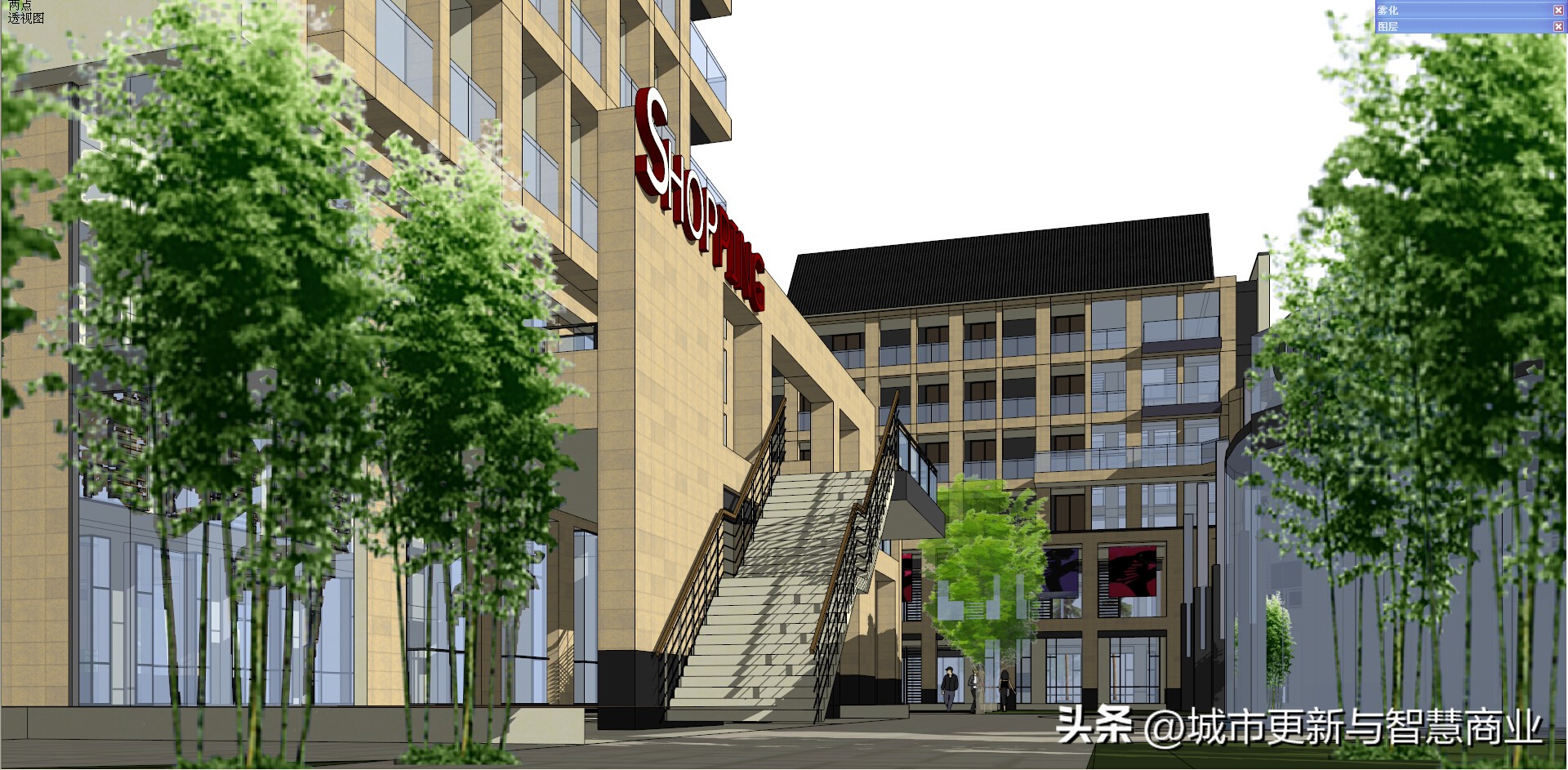 滨水公园su模型图片,苏州商业街su模型