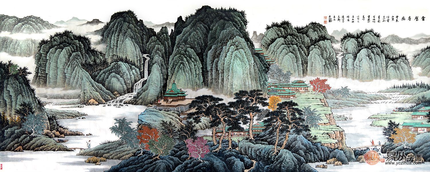 画家许吉尔作品欣赏,许吉尔重彩山水国画