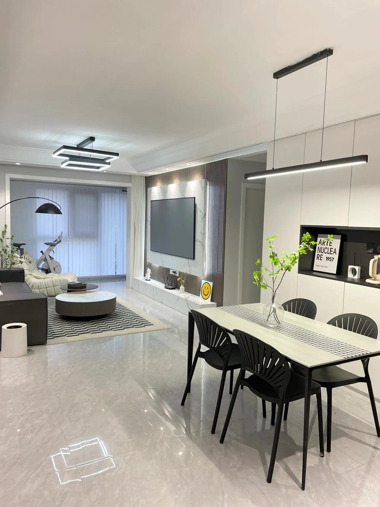 客餐厅一体吧台装修效果图,20平餐客一体装修