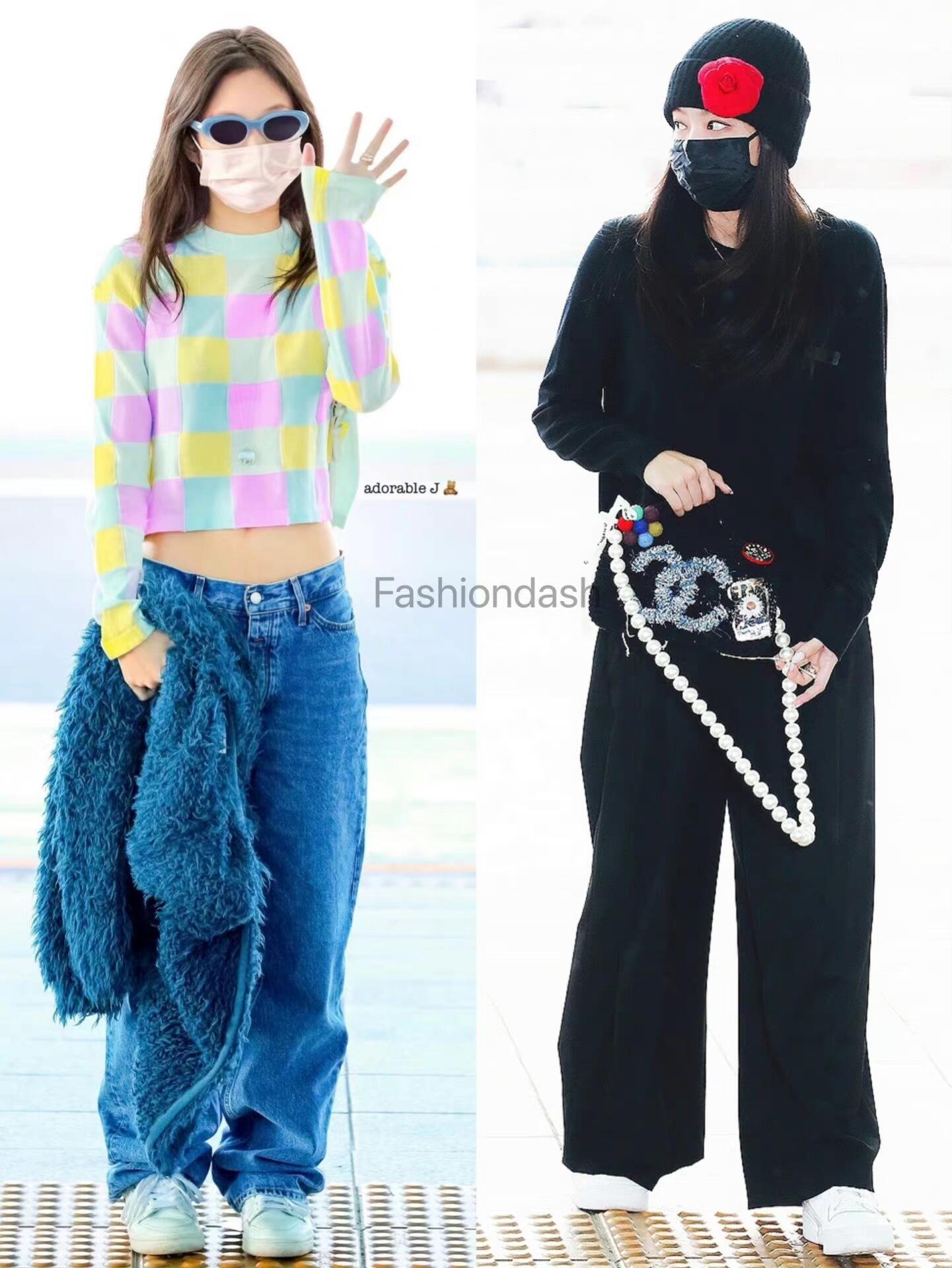 jennie最喜欢的服饰,jennie机场格子上衣