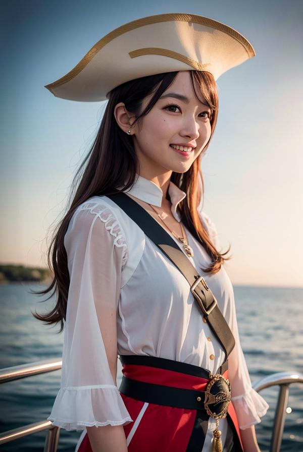 韩风女神COSPLAY海盗服AI真人绘画你能分辨真假吗