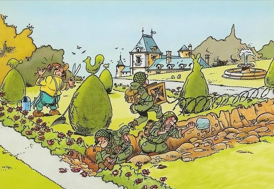 论统治卡通讽刺作为战壕文化叙事，如何描述士兵的抱怨和忍耐？