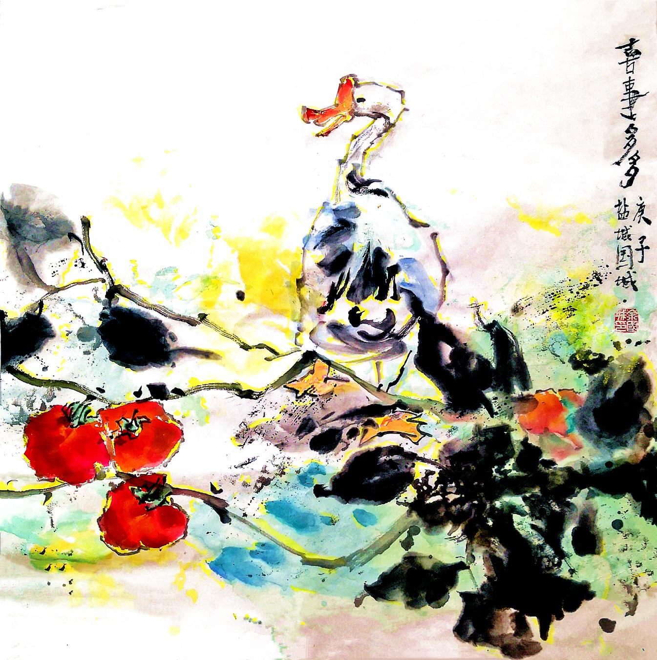 *坐静**夏夜听鸣蝉——余国城壬寅年初夏水墨画新作欣赏