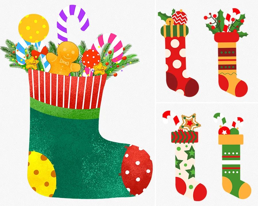 儿童画圣诞节袜子步骤大全,圣诞节的多个圣诞袜怎么画