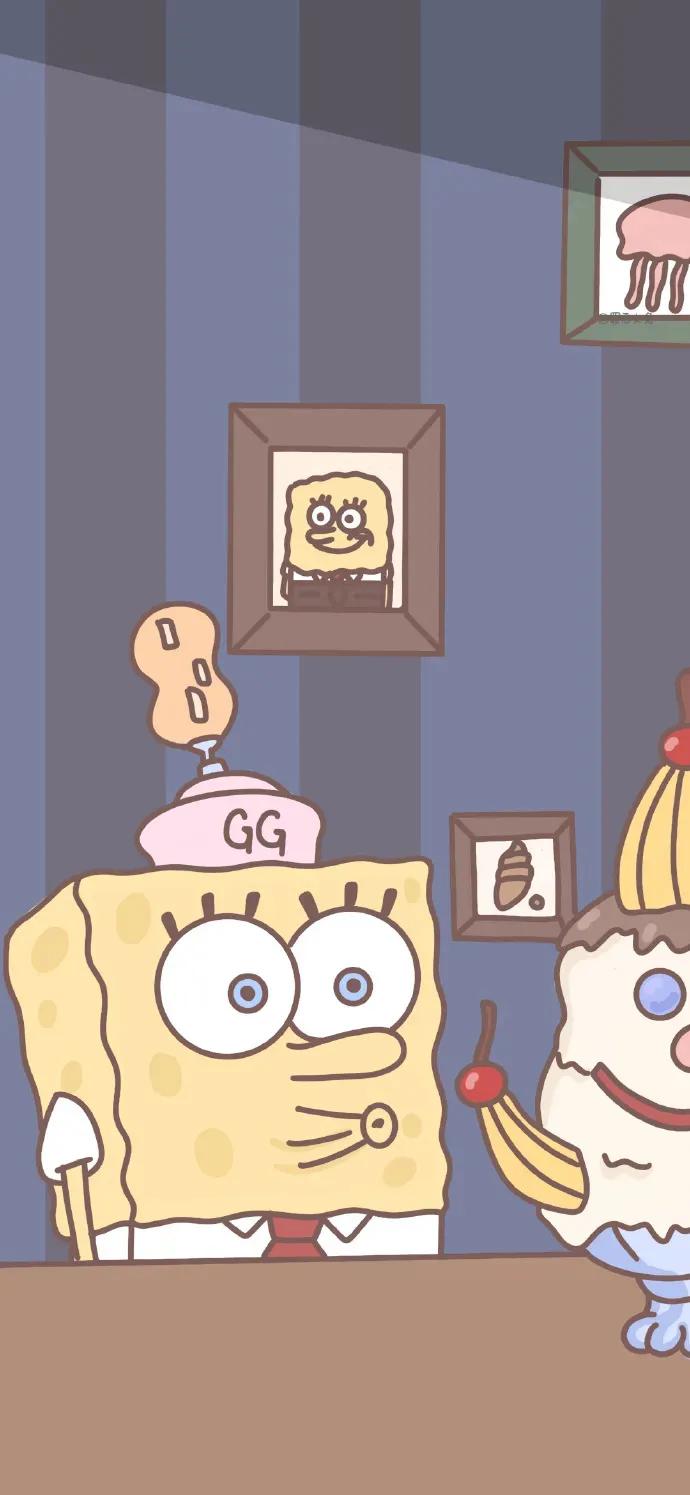 海绵宝宝高清可爱三连图壁纸带字,派大星海绵宝宝表情包动图可爱