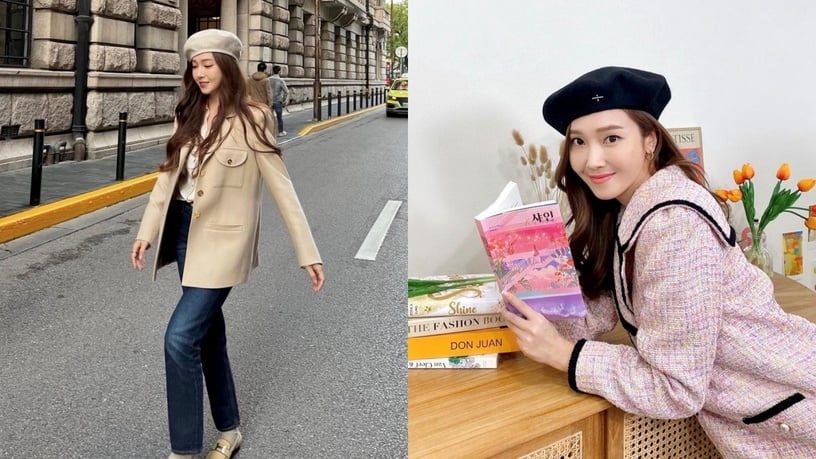 冬季短外套泫雅风,镂空针织帽泫雅风搭配