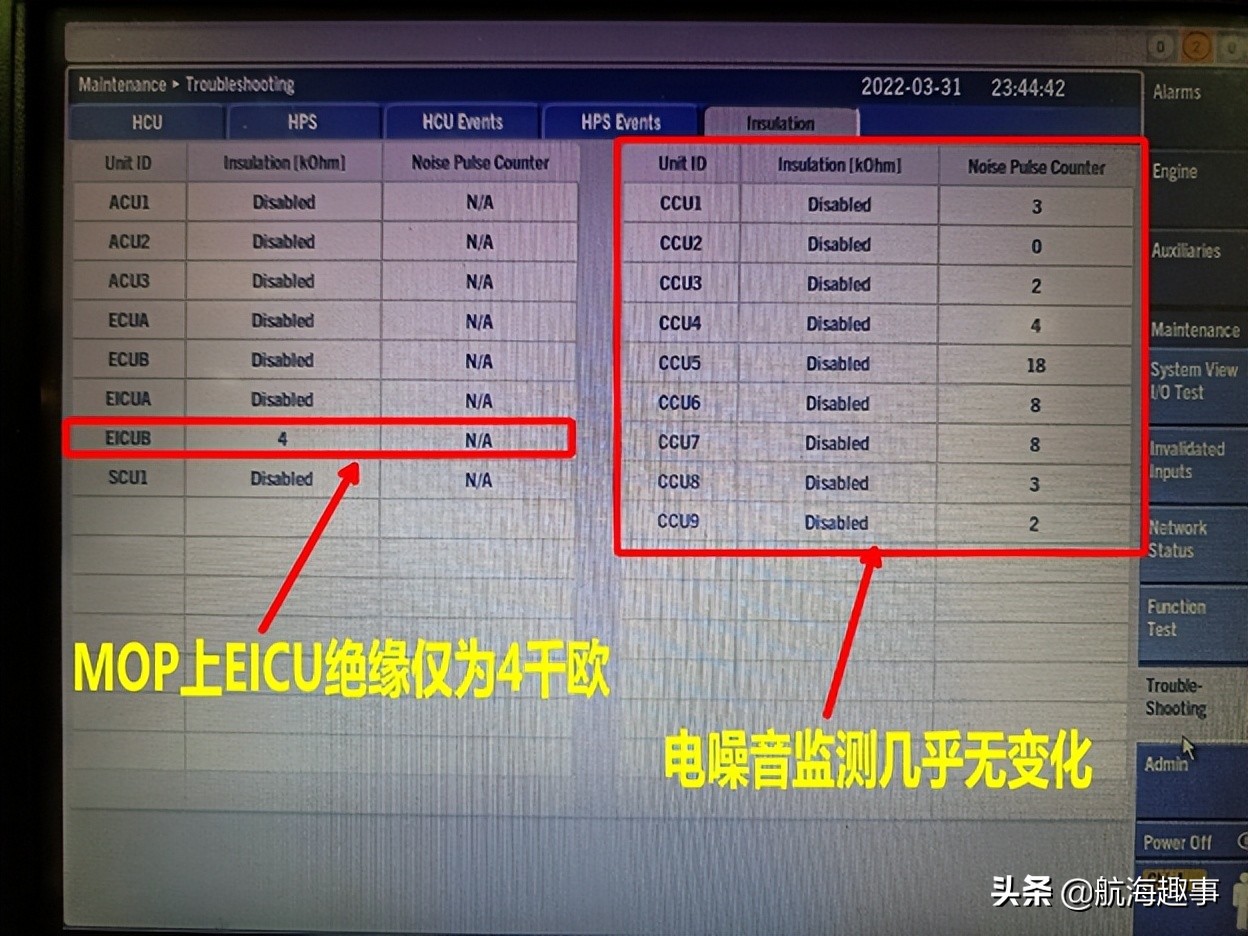 黄老轨分享，查找曼恩电喷主机ECS低绝缘故障，确实要点耐心