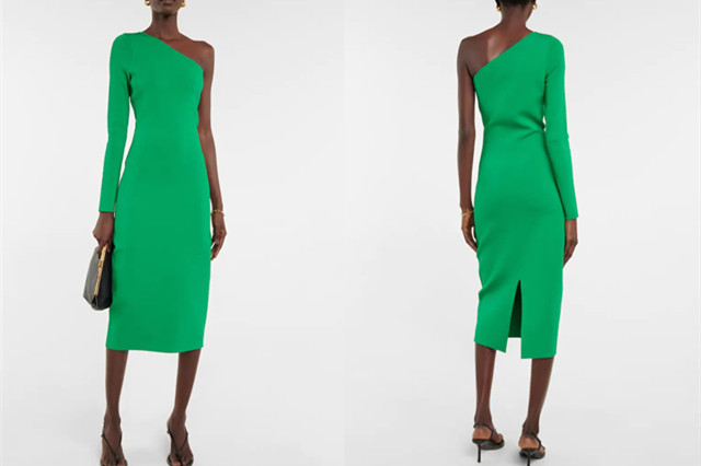 48岁维多利亚太想吸睛，皮肤虽黑，穿亮绿紧身裙凹凸有致别具魅力